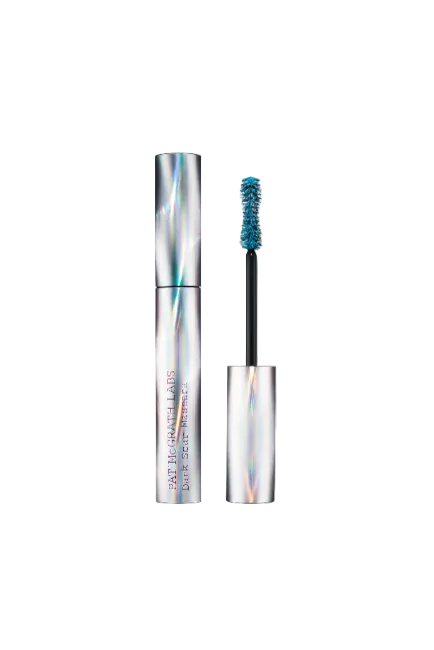 Mascara with iridescent casing and blue brush on a white background. Pat McGrath Labs Monza Outlet
