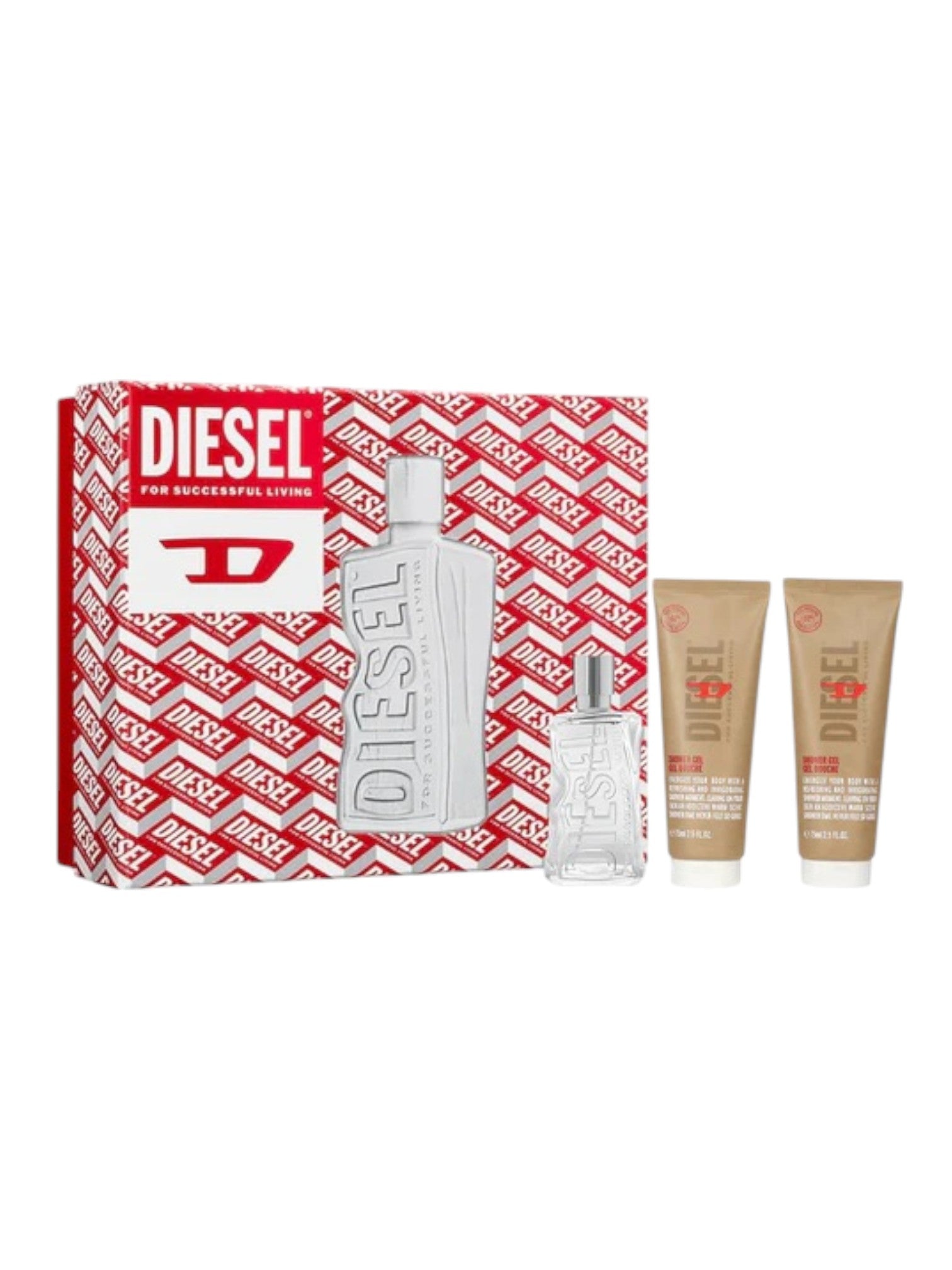 Diesel perfume set with red and white packaging on a white background monza outlet, Shein outlet, monza fashion