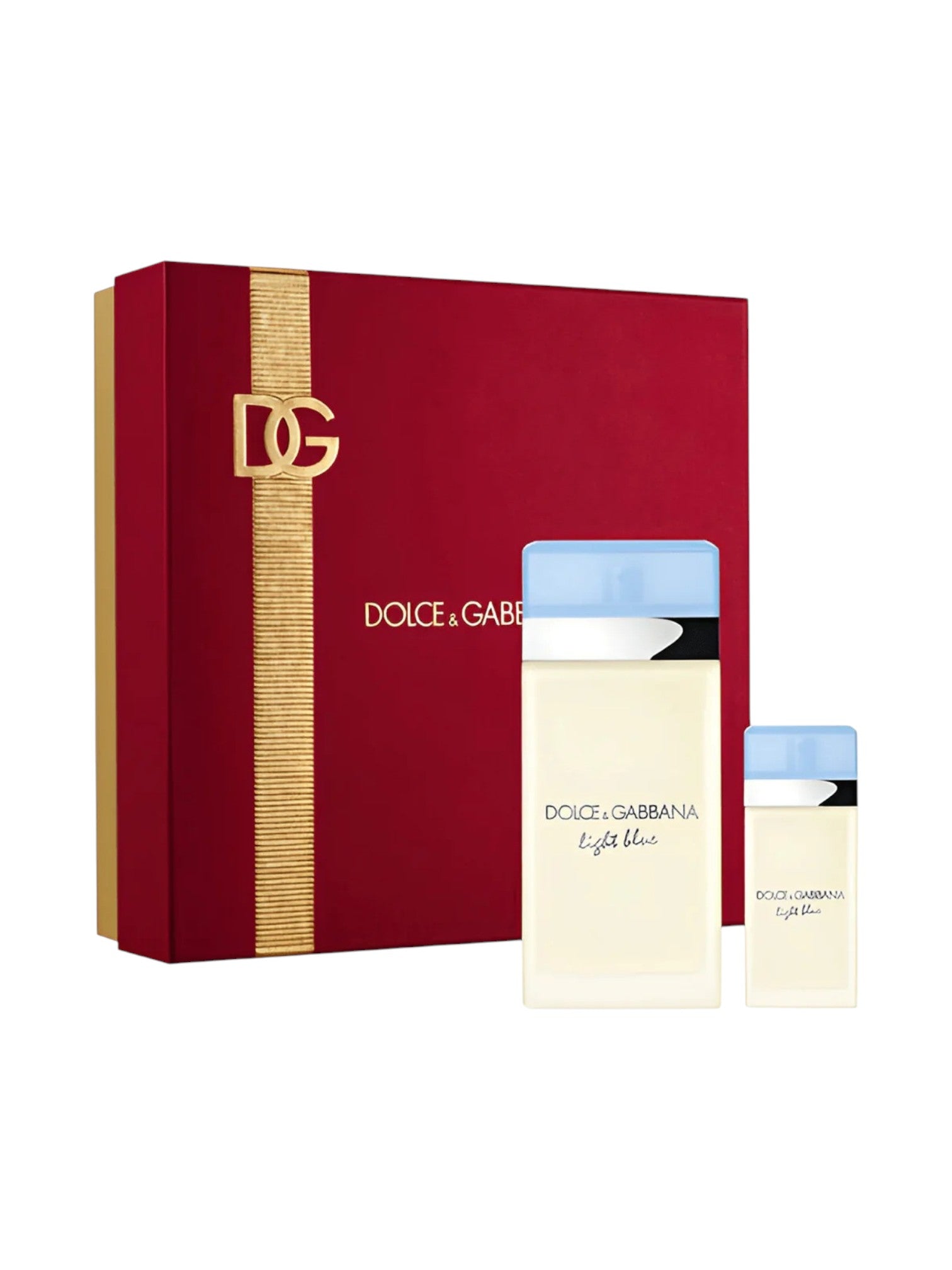 Dolce & Gabbana perfume set with red box and two bottles on a white background Dolce Gabbana Monza Outlet