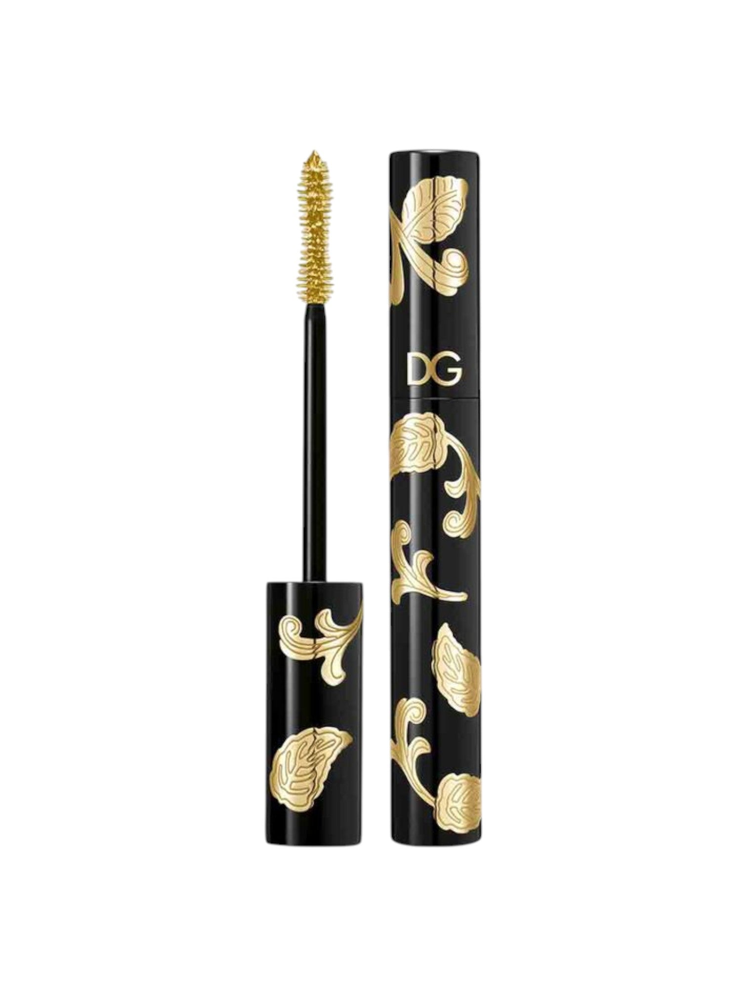 Black mascara with gold leaf design on a white background Dolce Gabbana Monza Outlet