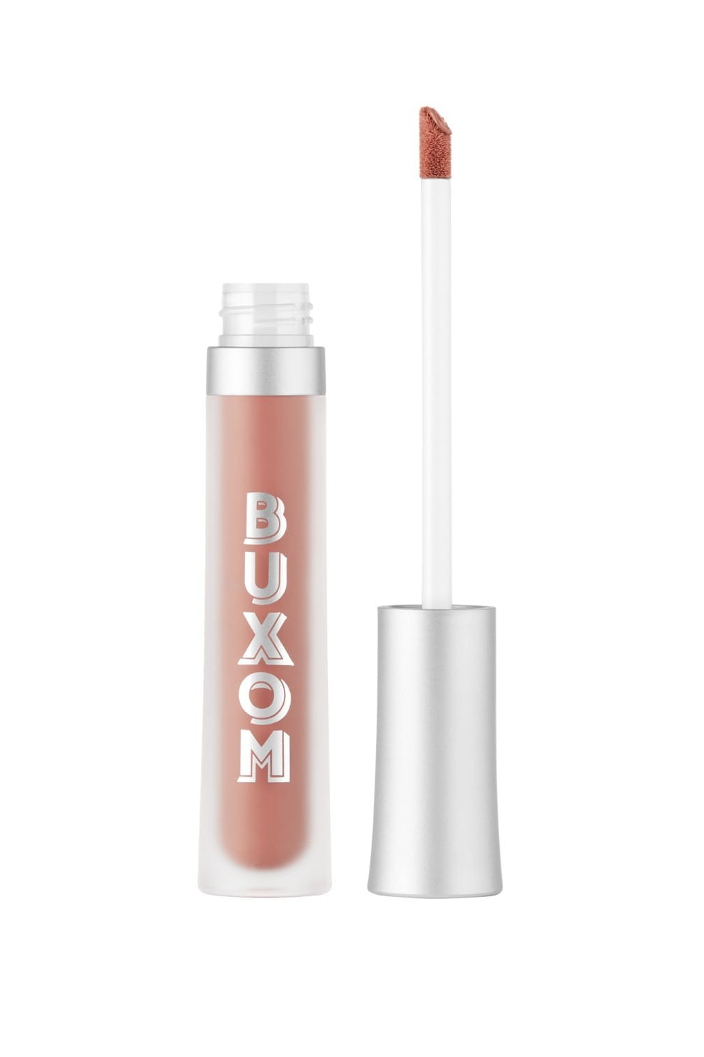 Lip gloss with applicator on a white background, featuring the brand Buxom. Monza Outlet