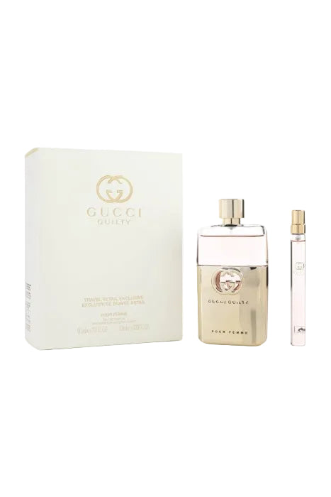 Gucci Guilty perfume set with packaging on a white background Monza Outlet