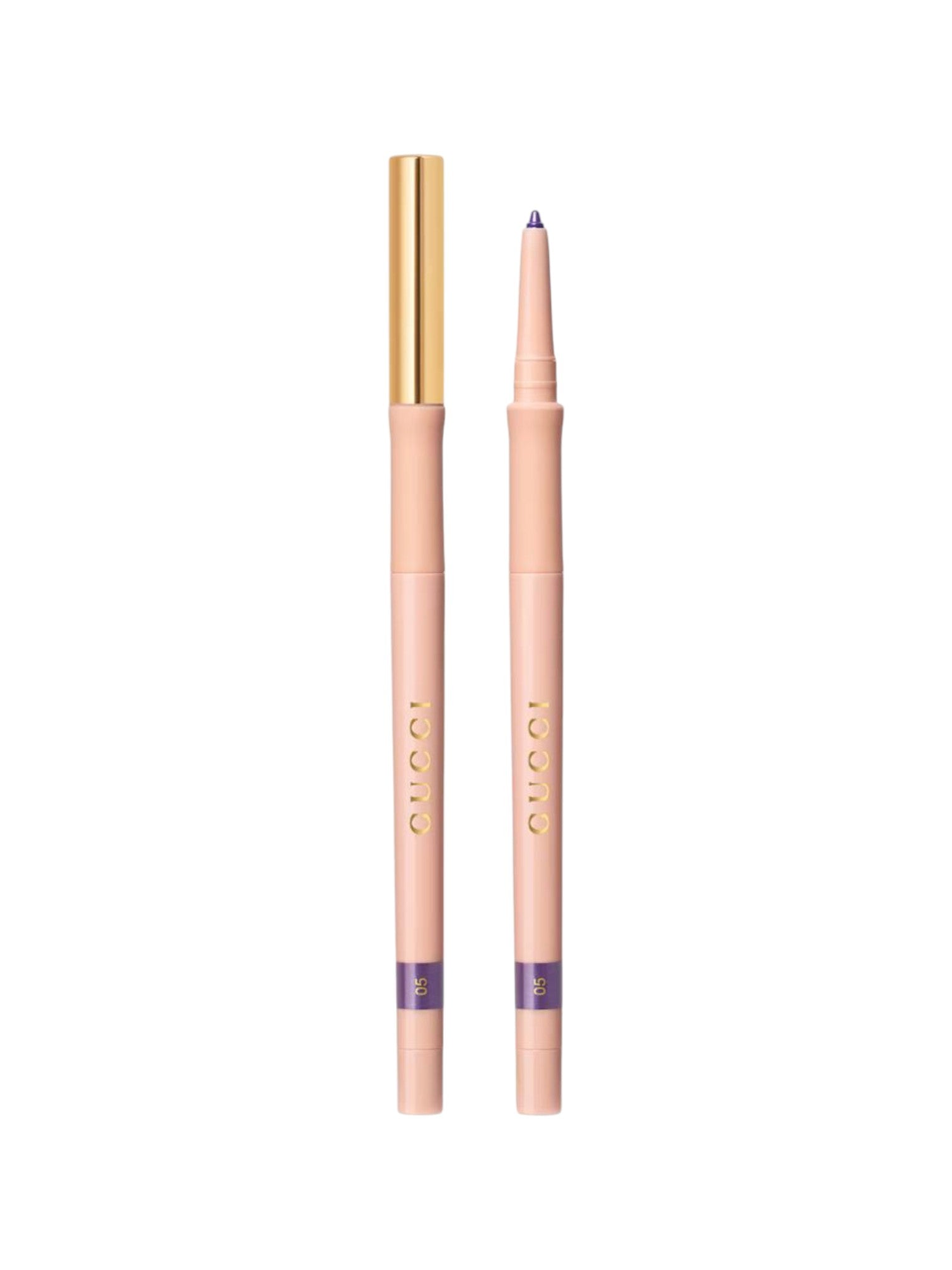 Two cosmetic pencils with gold and beige accents on a white background Gucci Monza Outlet