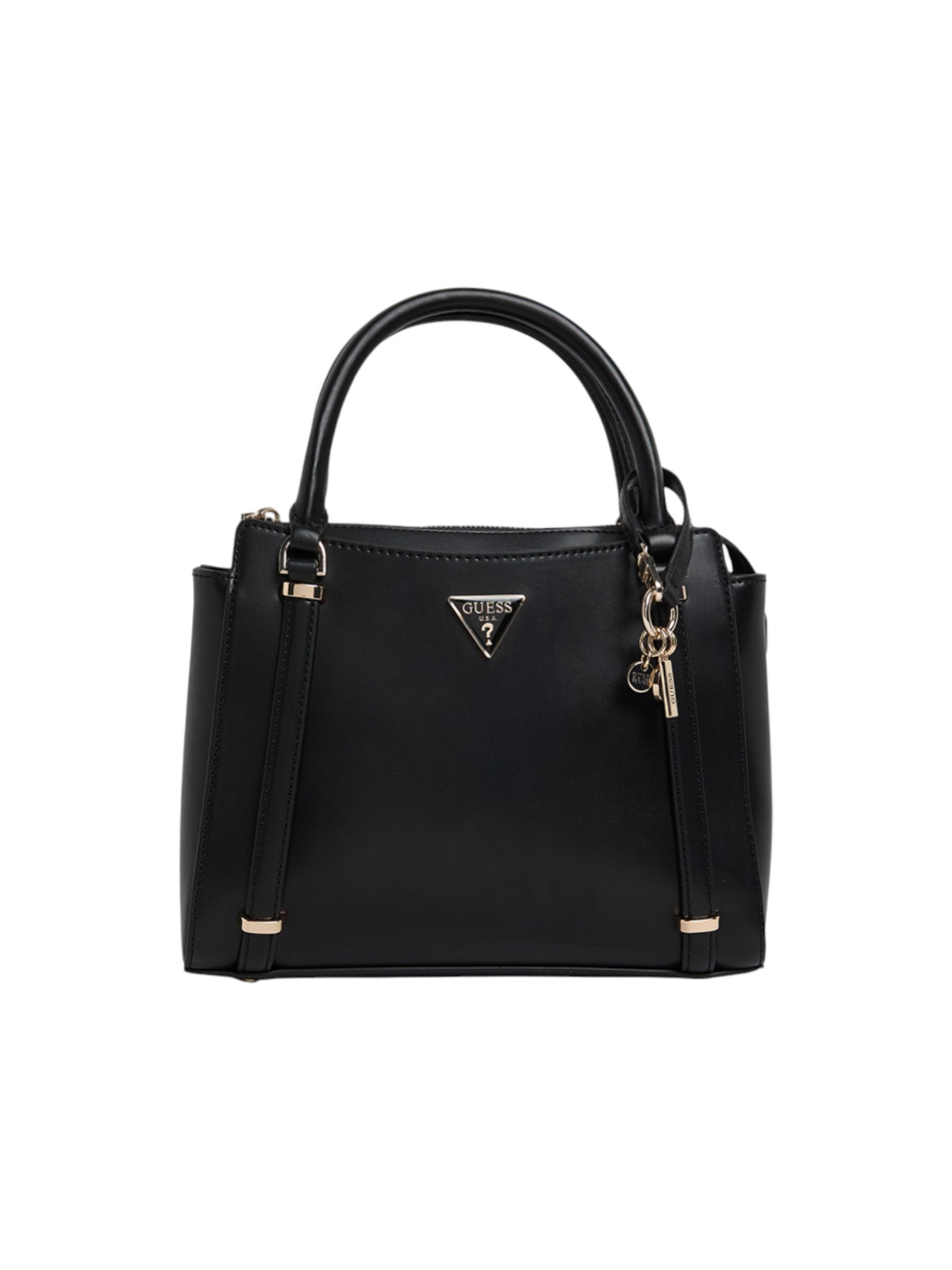 Black handbag with gold accents on a white background. Guess, Monza Outlet, Monza Fashion, Shein Outlet