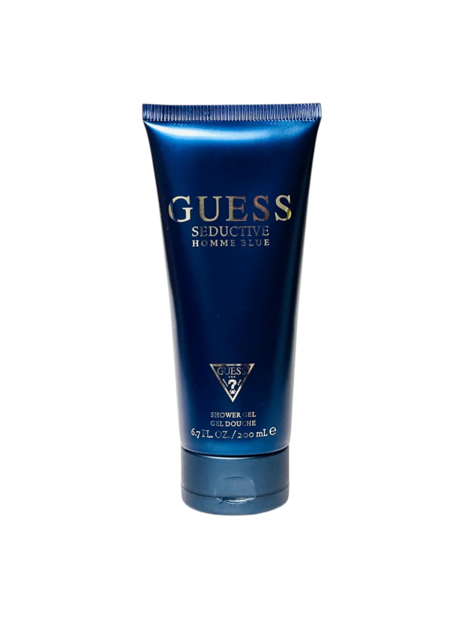 Blue tube of Guess Seductive Homme Bleue on a white background. Guess, Monza Outlet, Monza Fashion, Shein Outlet 
