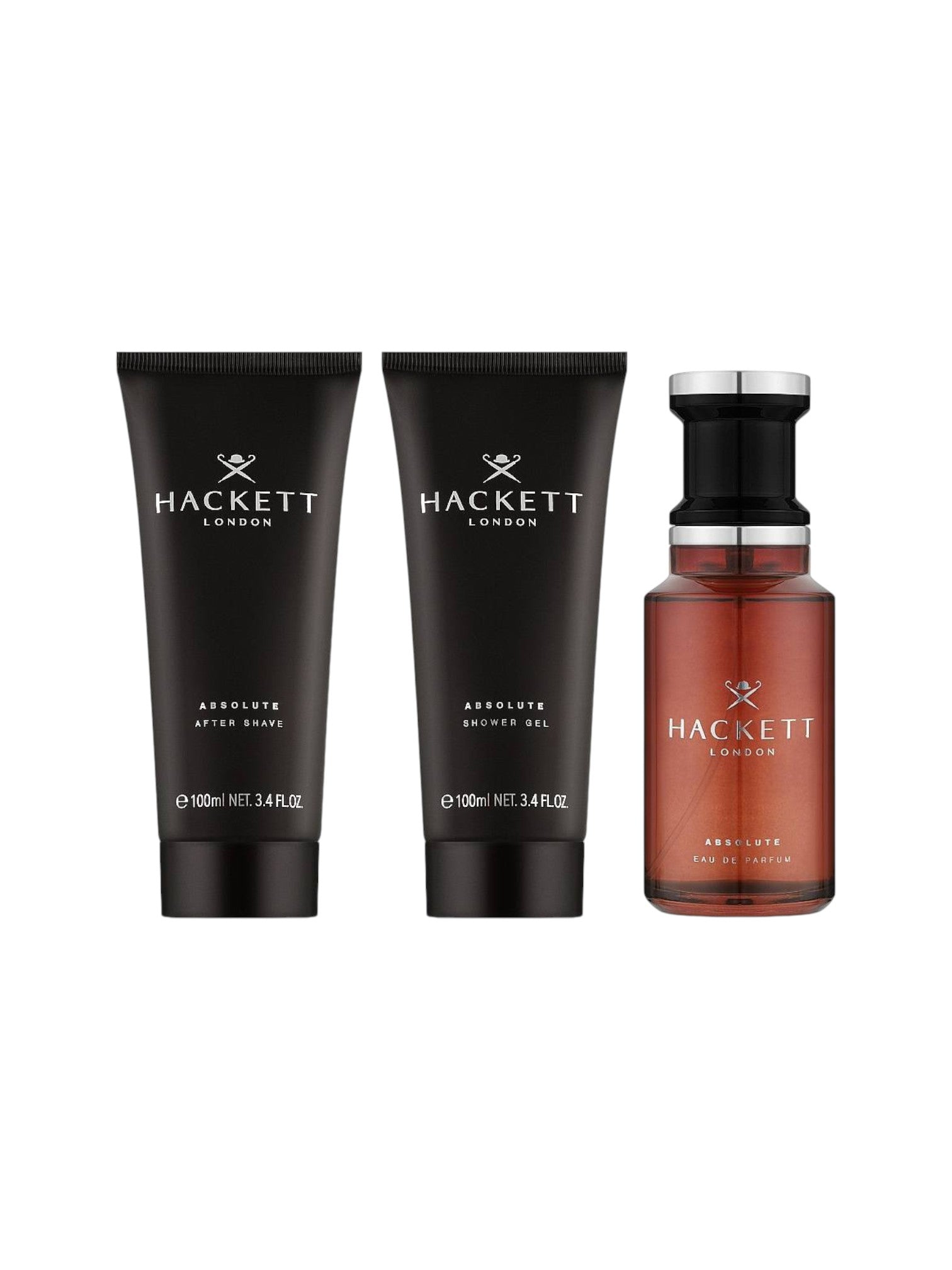Hackett London grooming products including after shave and perfume on a white background. Hackett London, Monza Outlet, Monza Fashion, Shein Outlet