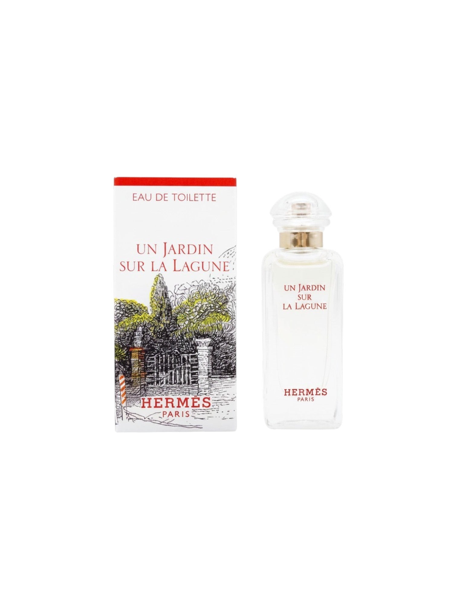 Hermes Un Jardin Sur La Lagune perfume bottle and packaging on a white background. Hermes, Monza Outlet, Monza Fashion, Shein Outlet