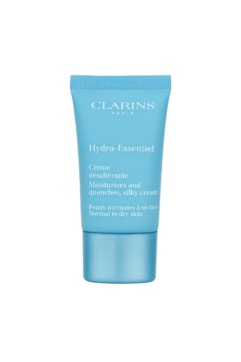 Clarins Hydra-Essentiel cream tube on a white background. Clarins, Monza Outlet, Monza Fashion, Shein Outlet