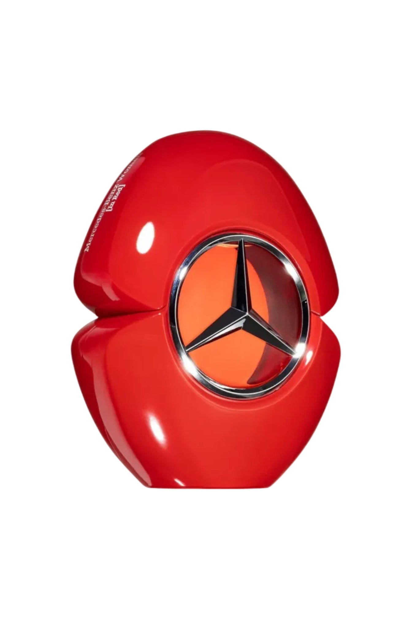 Red car air freshener with Mercedes-Benz logo on a white background Monza Outlet