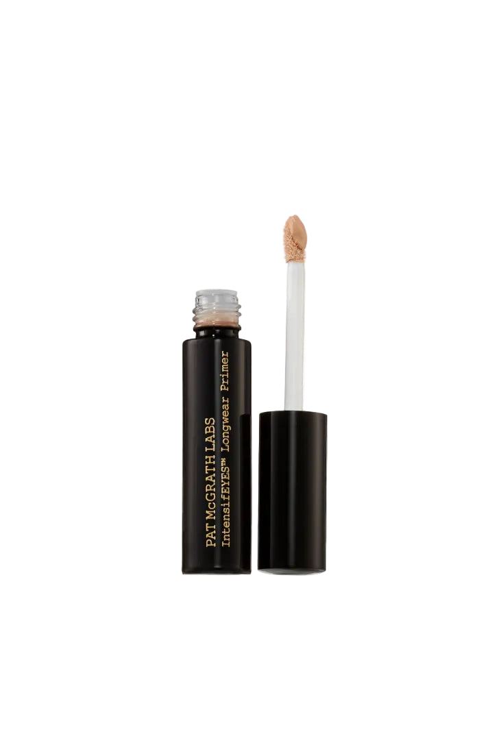 A bottle of Pat McGrath Labs IntensifEYES Longwear Primer with the cap removed, showing the product and applicator. Monza Outlet