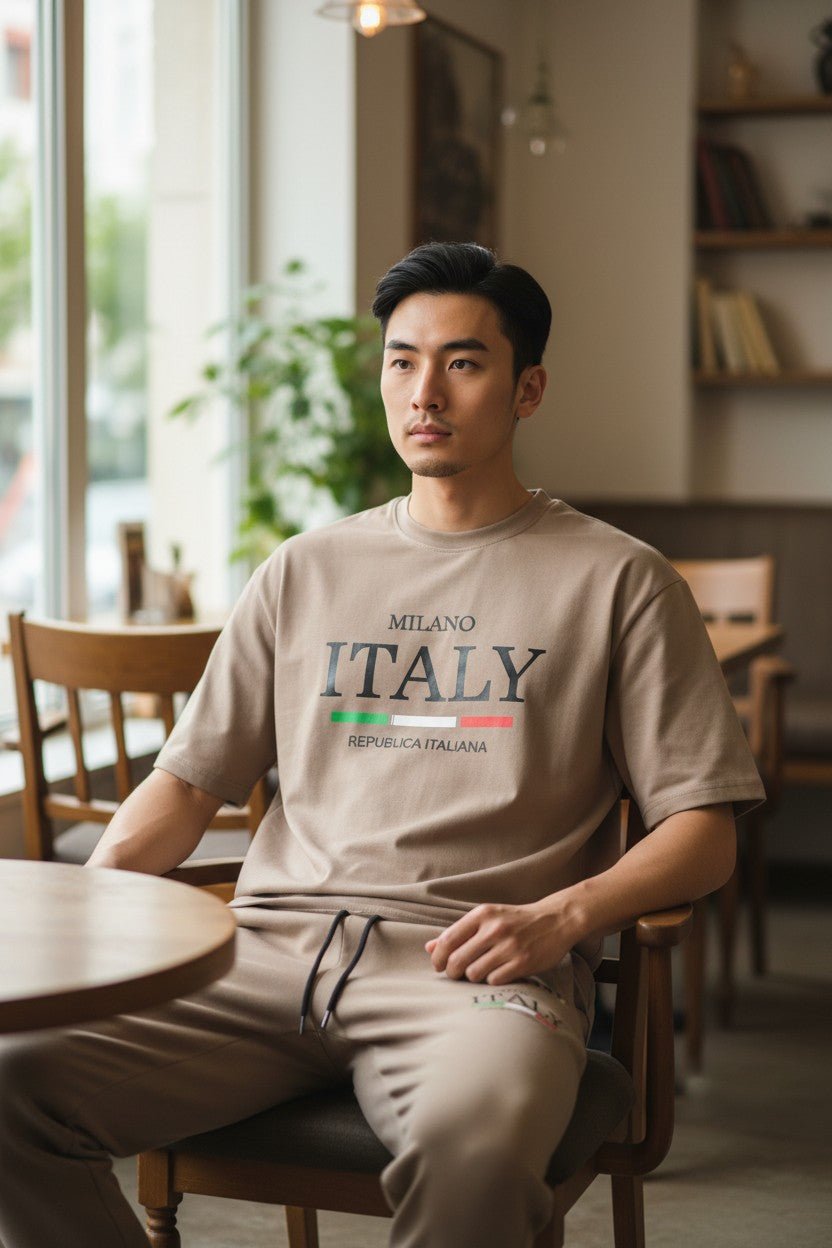 Italy Logo Design Nescafe T-Shirt & Pants Set