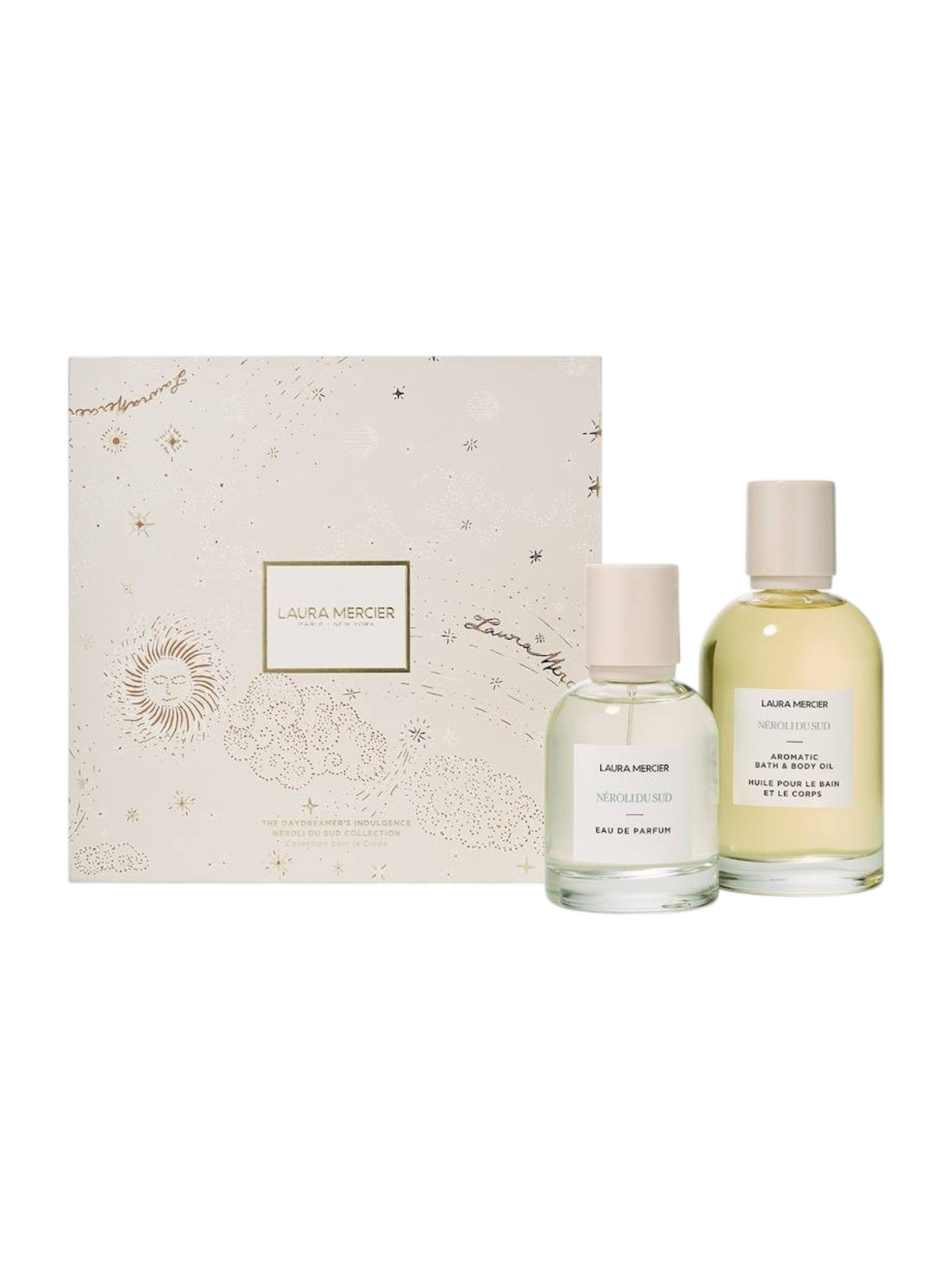 Two perfume bottles and a box with 'Laura Mercier' branding on a white background. Laura Mercier, Monza Outlet, Monza Fashion, Shein Outlet 