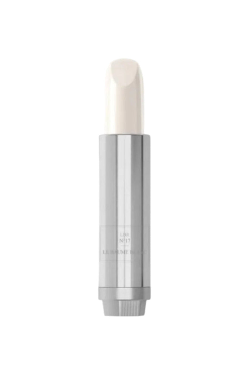 Silver and white cosmetic tube on a white background
