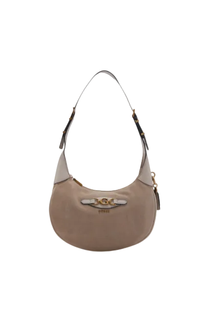 Beige handbag with a visible brand logo on a white background. Guess, Monza Outlet, Monza Fashion, Shein Outlet
