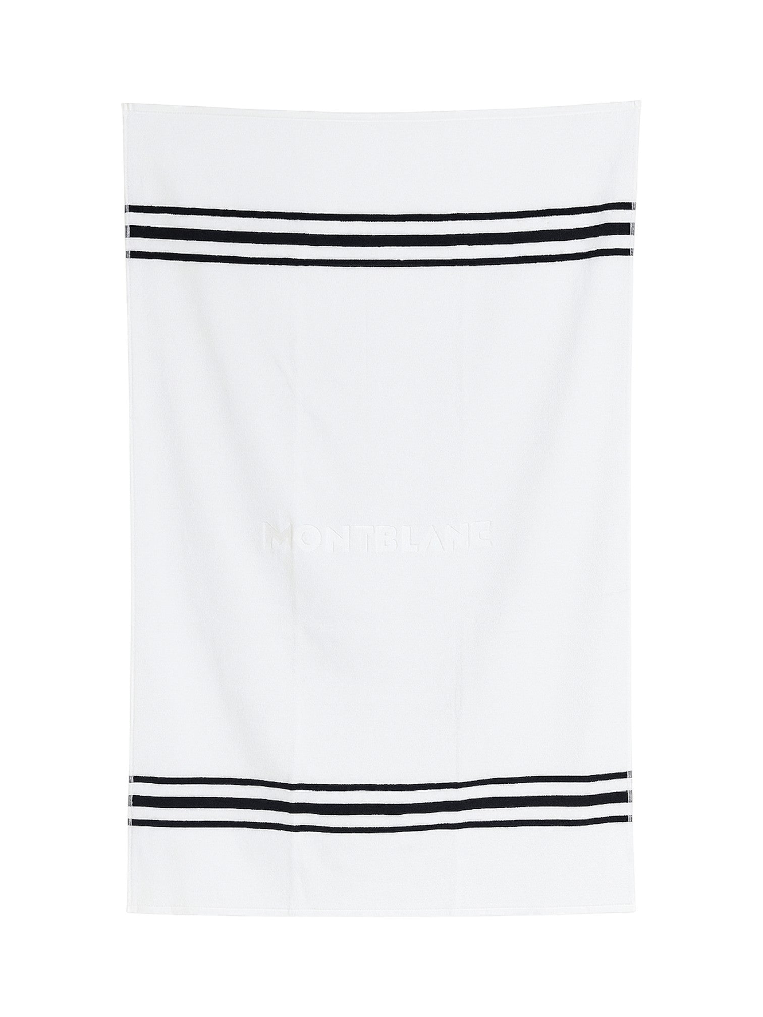 White towel with black stripes on a white background, Montblanc, Monza Outlet, Monza Fashion, Shein Outlet