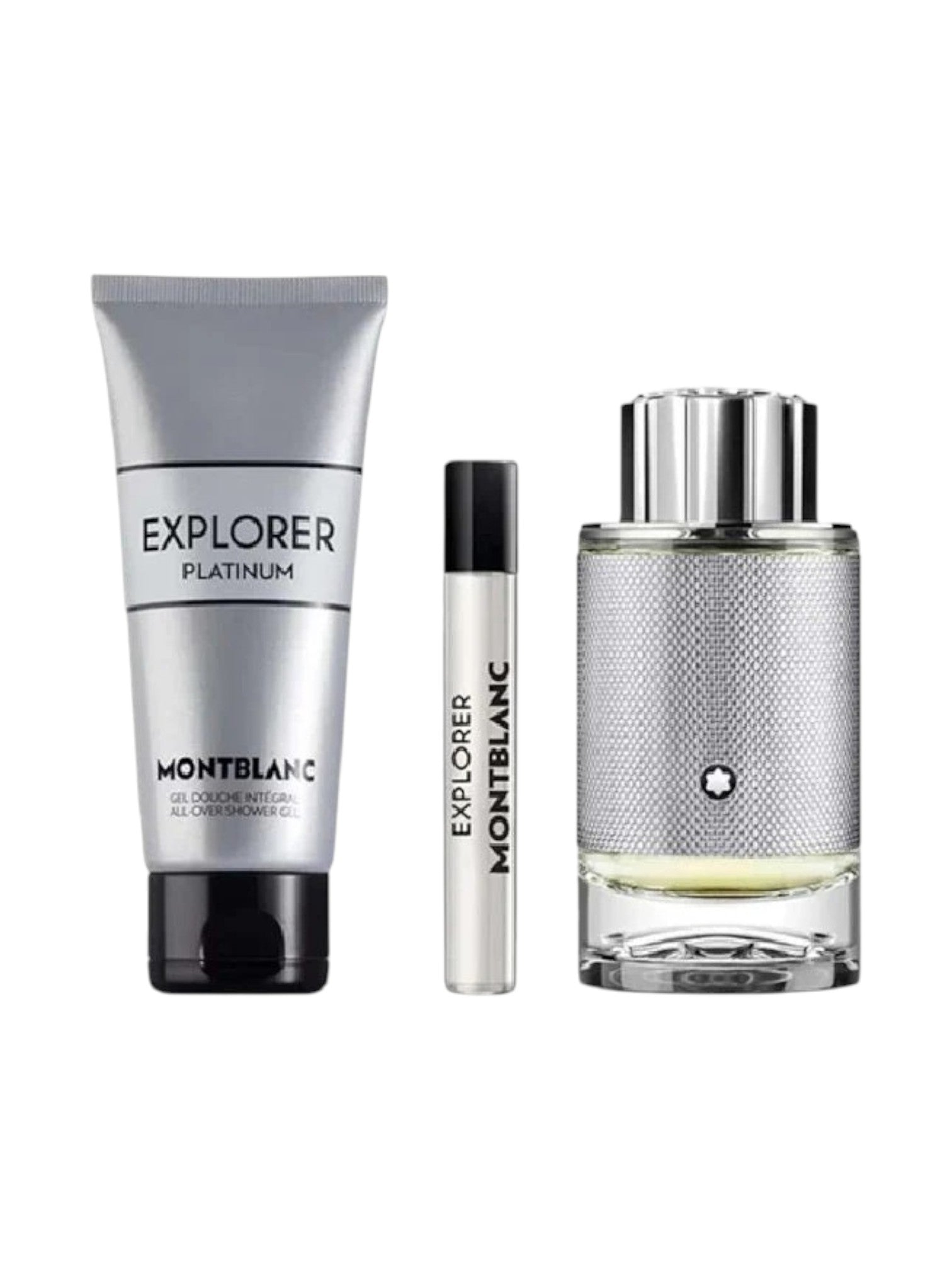 Montblanc Explorer Platinum fragrance set on a white background monza outlet, Shein outlet, monza fashion
