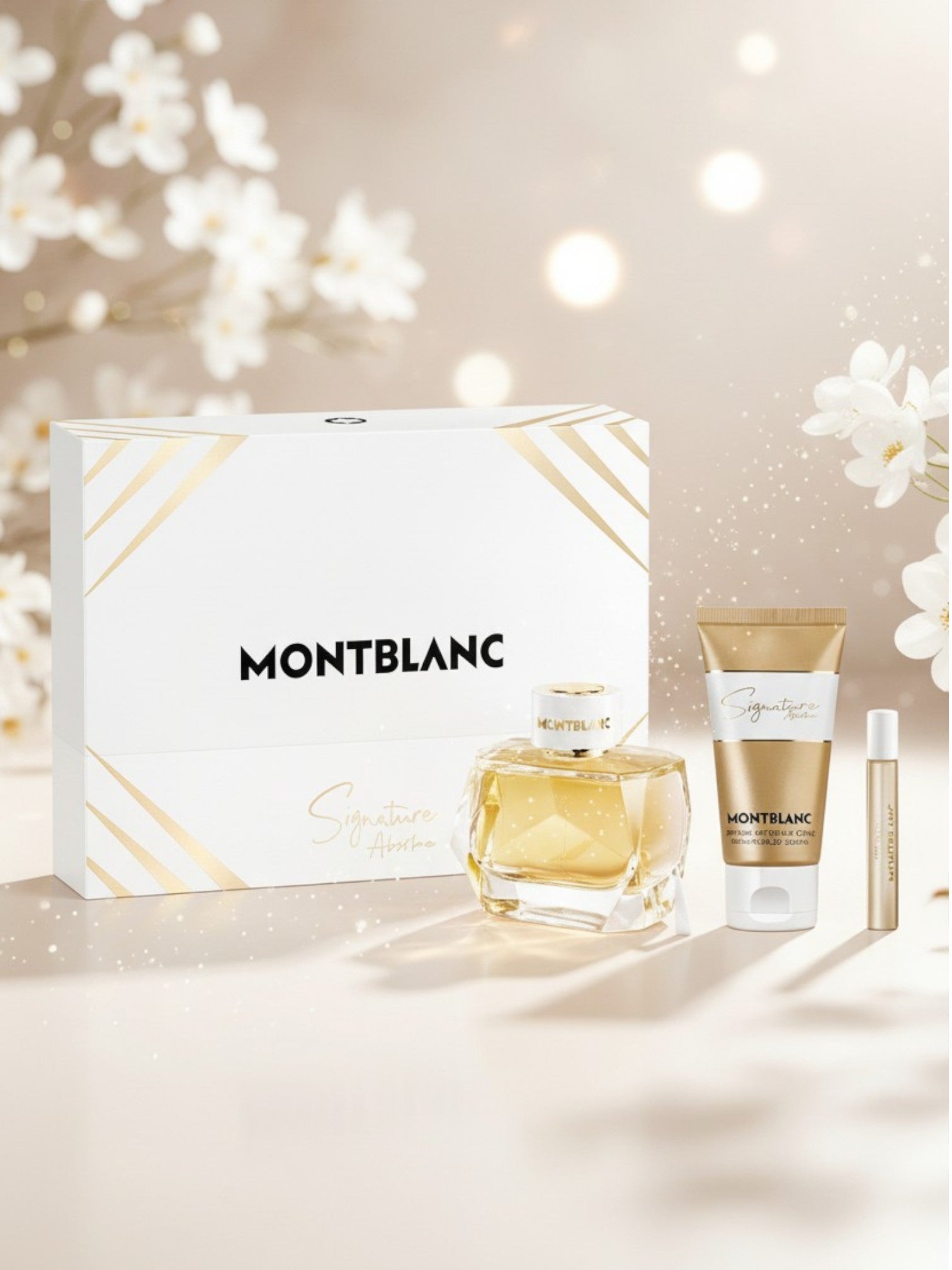Montblanc perfume set with a box on a light background. Montblanc, Monza Outlet, Monza Fashion, Shein Outlet