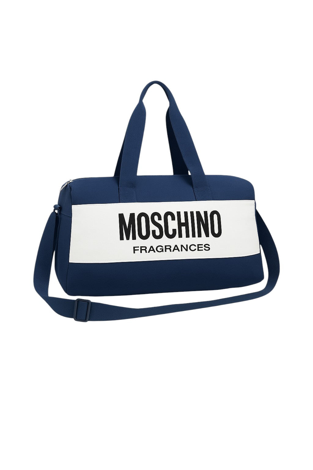Moschino Fragrance Blue White Striped Duffle Bag