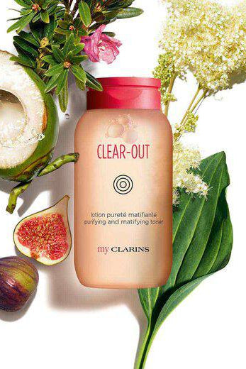 Clarins skincare product with natural elements on a white background monza outlet, Shein outlet, monza fashion
