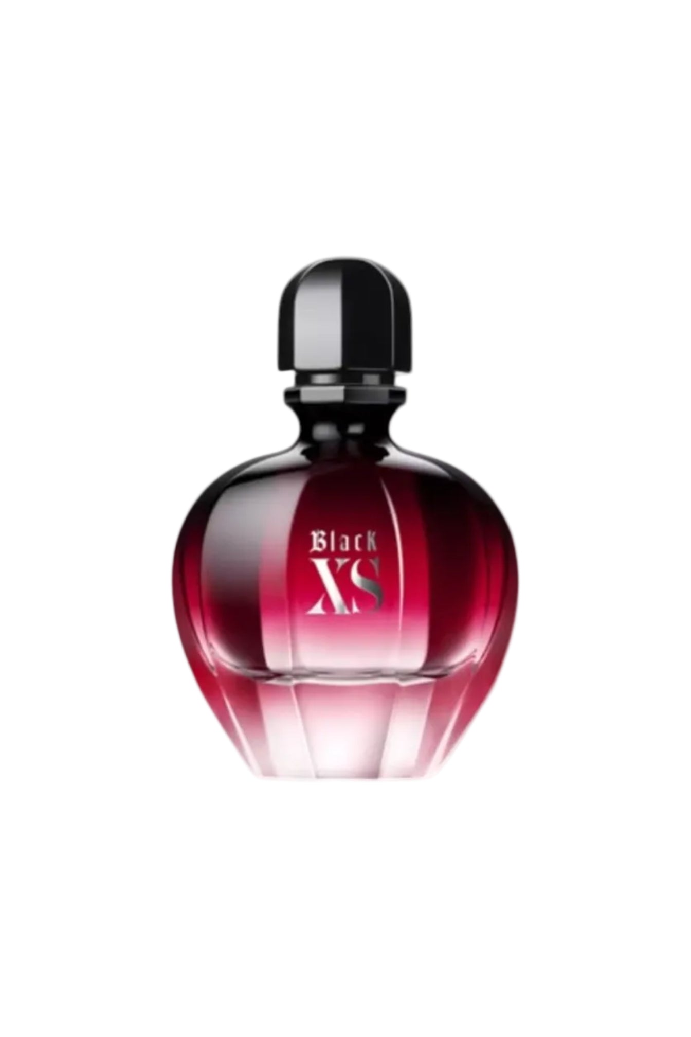 Black XS perfume bottle with red and clear design on a white background. Paco Rabanne, Monza Outlet, Monza Fashion, Shein Outlet