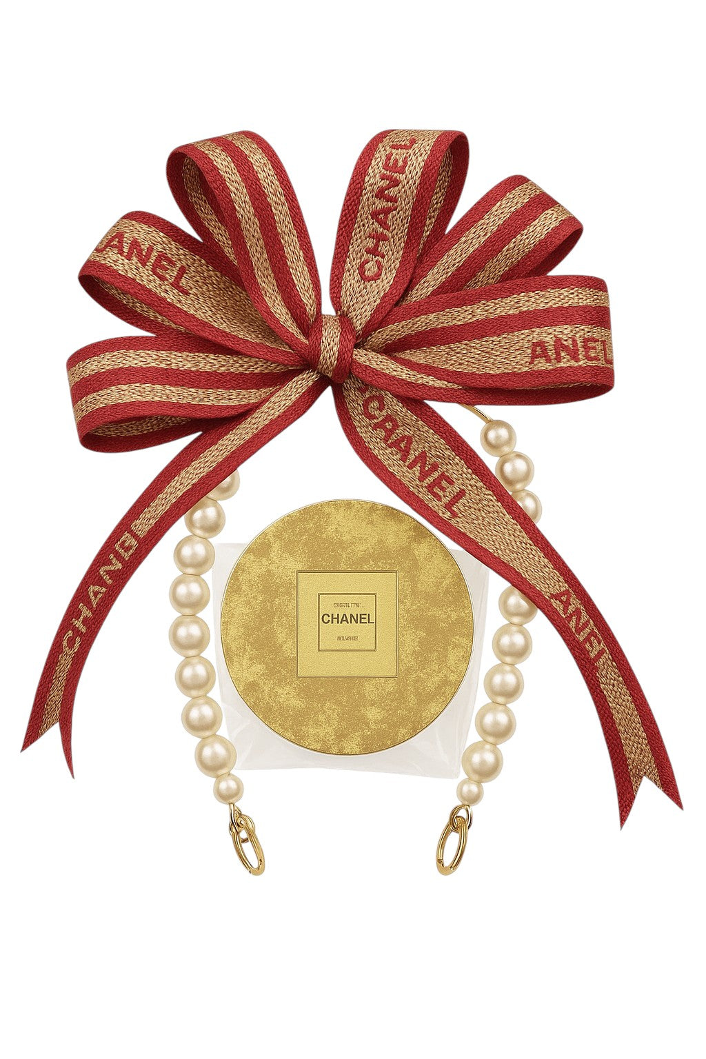 Pearl and Ribbon Bow Bag Pendant