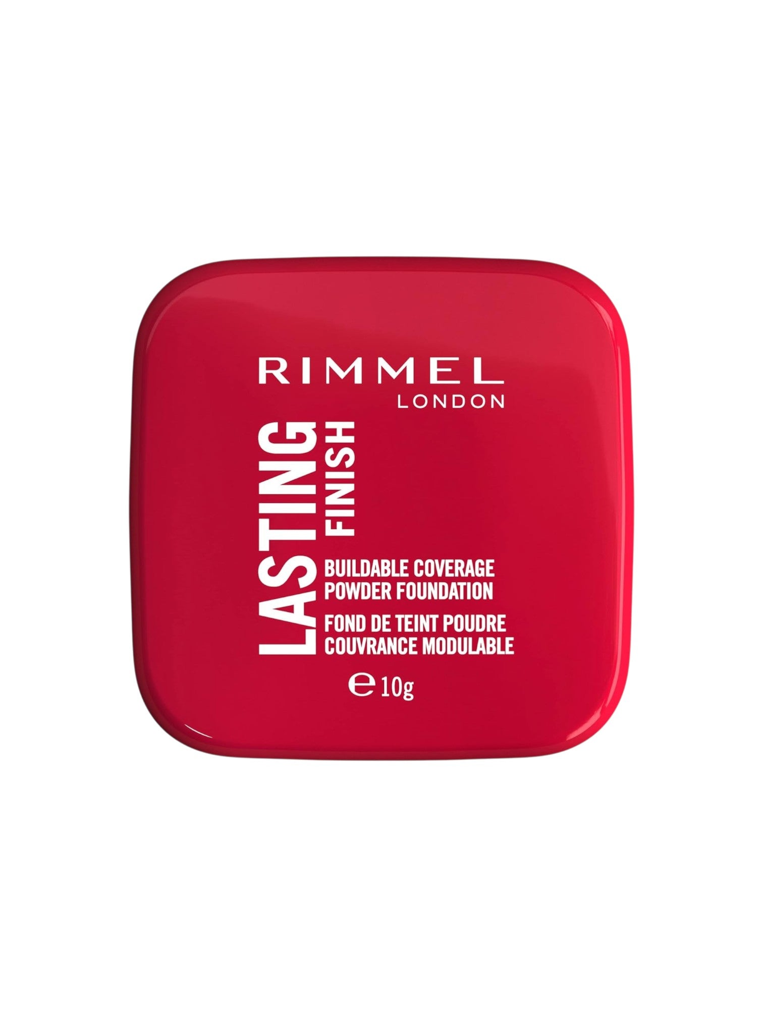 Rimmel London Lasting Finish powder foundation packaging on a white background. Rimmel London, Monza Outlet, Monza Fashion, Shein Outlet 