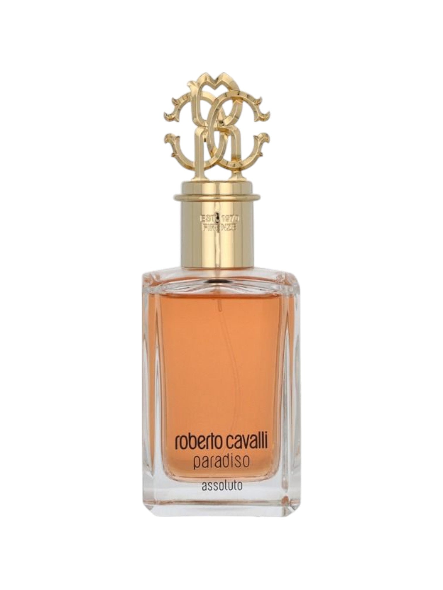Roberto Cavalli Paradiso perfume bottle on a white background. Roberto Cavalli, Monza Outlet, Monza Fashion, Shein Outlet