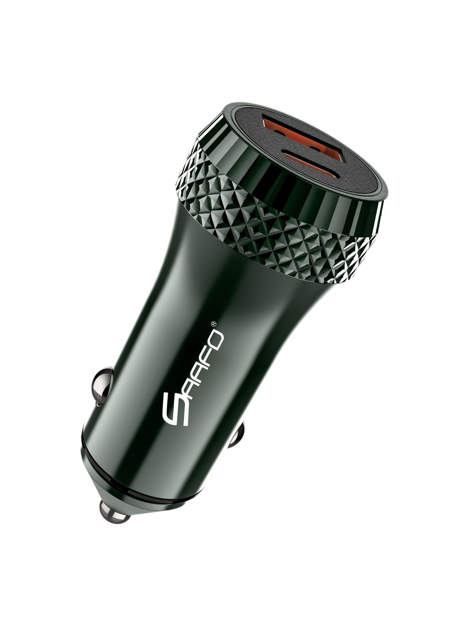 Black car charger with textured top on a white background. Saafo, Monza Outlet, Monza Fashion, Shein Outlet