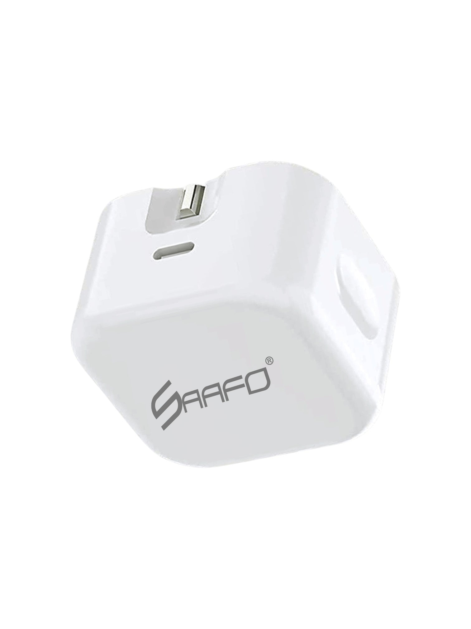 White electronic device with Safto branding on a white background. Saafo, Monza Outlet, Monza Fashion, Shein Outlet