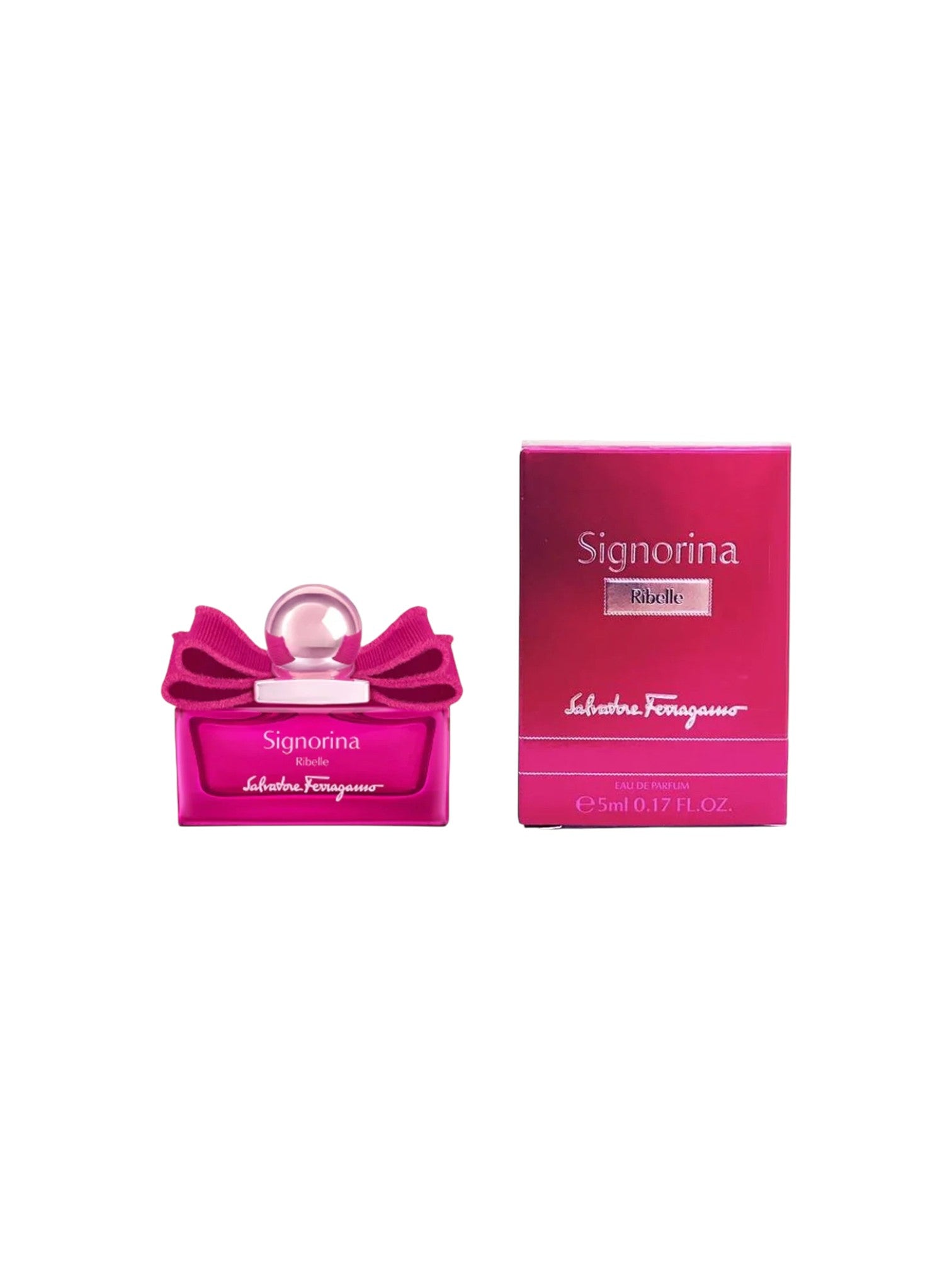 Salvatore Ferragamo Signorina perfume bottle and packaging on a white background. Salvatore Ferragamo, Monza Outlet, Monza Fashion, Shein Outlet