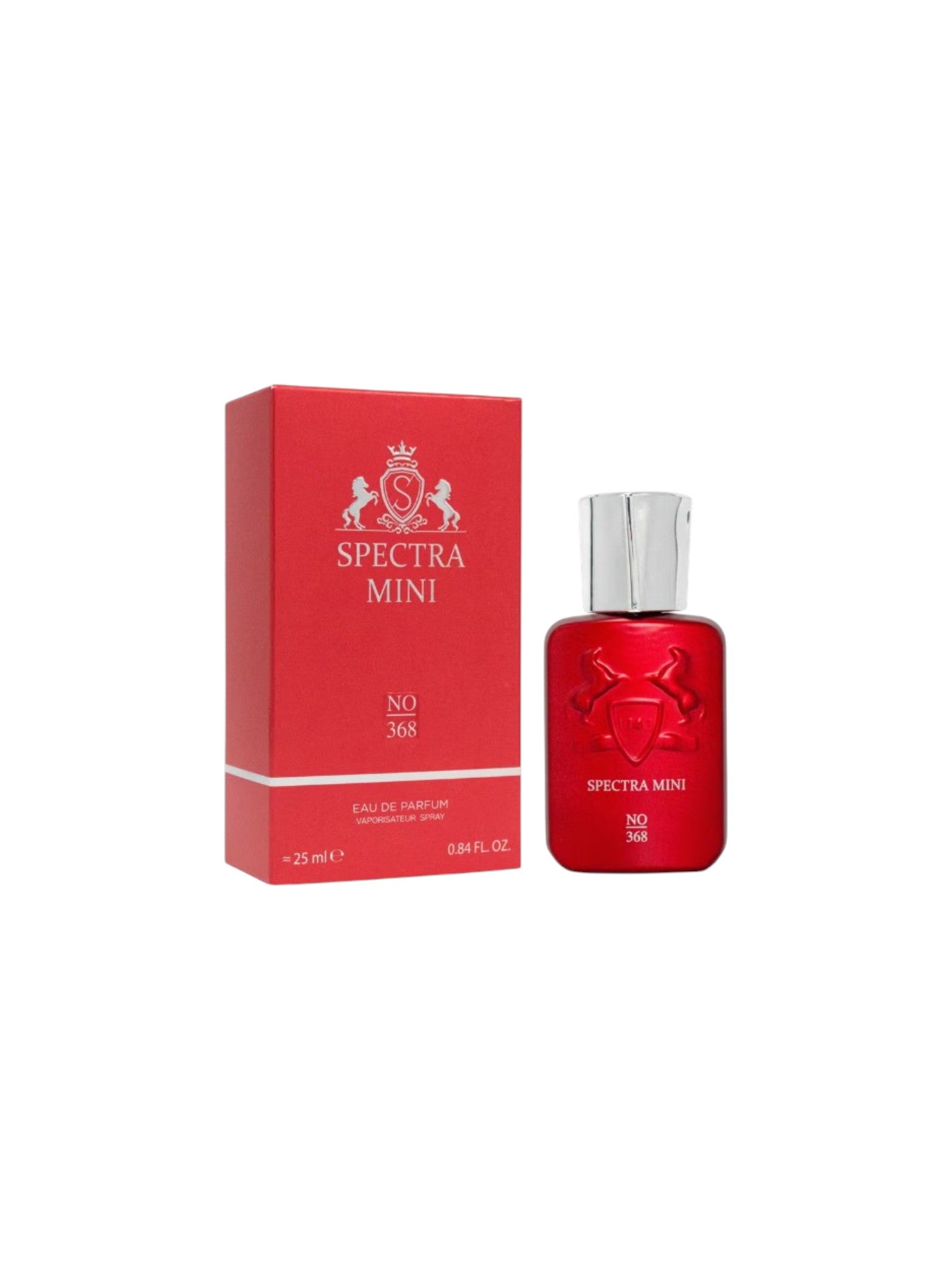 Red Spectra Mini perfume bottle and packaging on a white background. Spectra, Monza Outlet, Monza Fashion, Shein Outlet