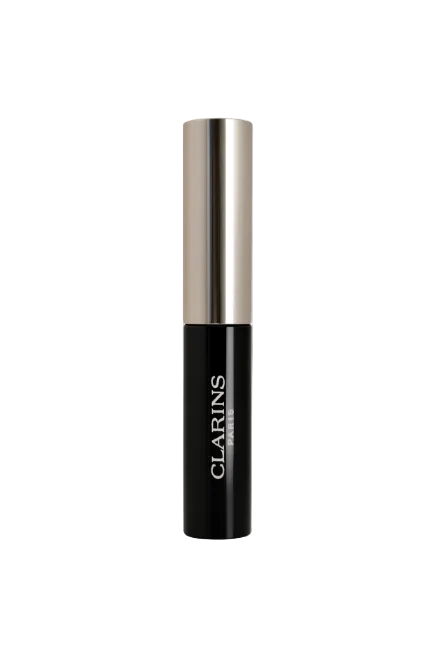 Clarins cosmetic bottle with black base and silver cap on a white background monza outlet, Shein outlet, monza fashion