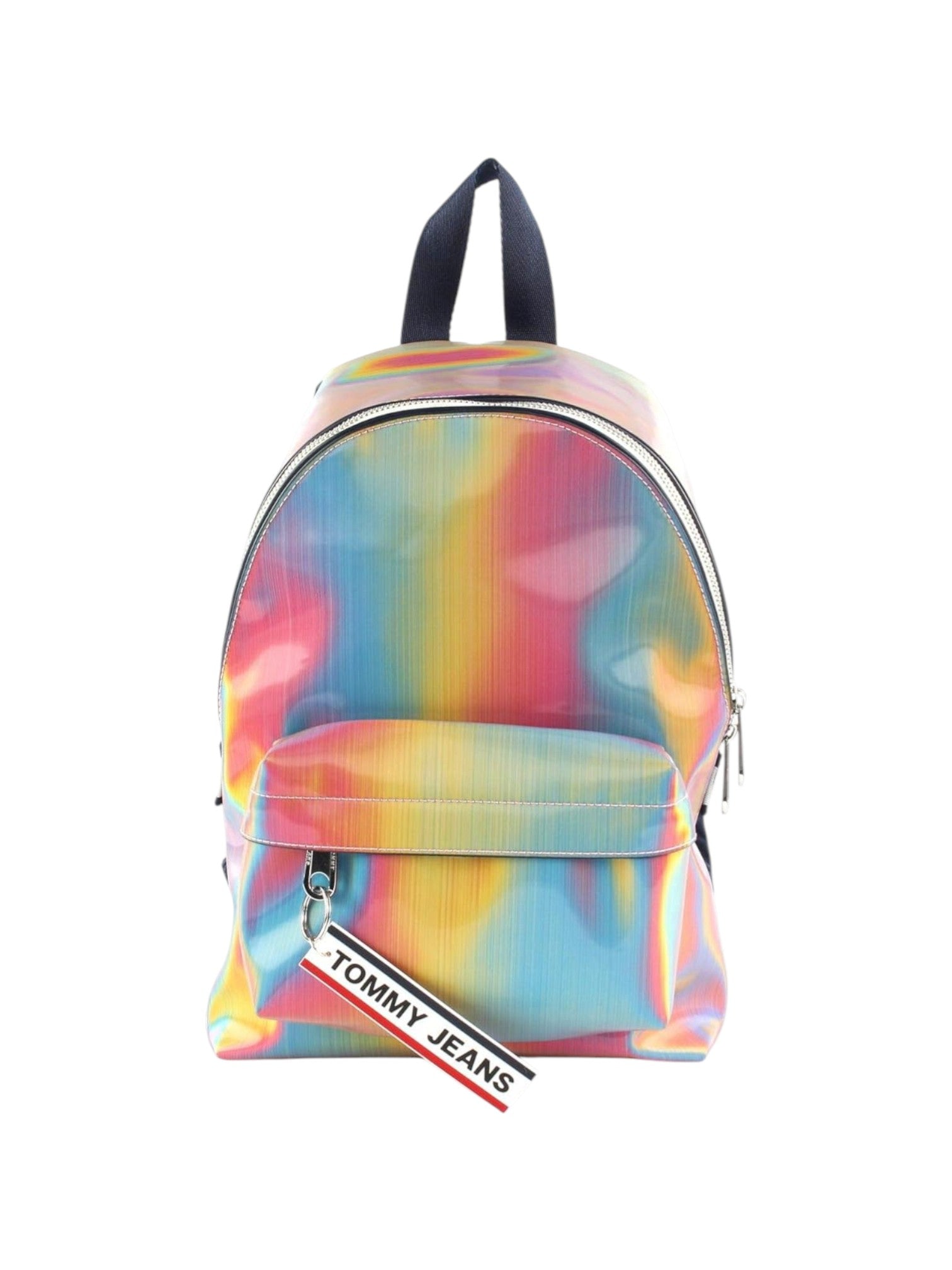 Colorful backpack with Tommy Jeans logo on a white background. Tommy Hilfiger, Monza Outlet, Monza Fashion, Shein Outlet