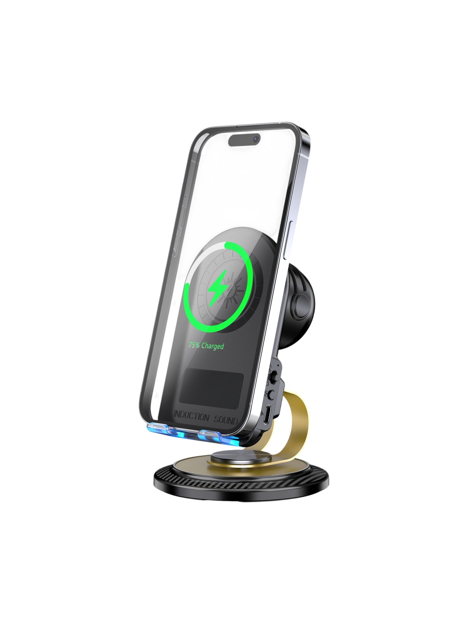 Smartphone with wireless charging case on a white background. Saafo, Monza Outlet, Monza Fashion, Shein Outlet