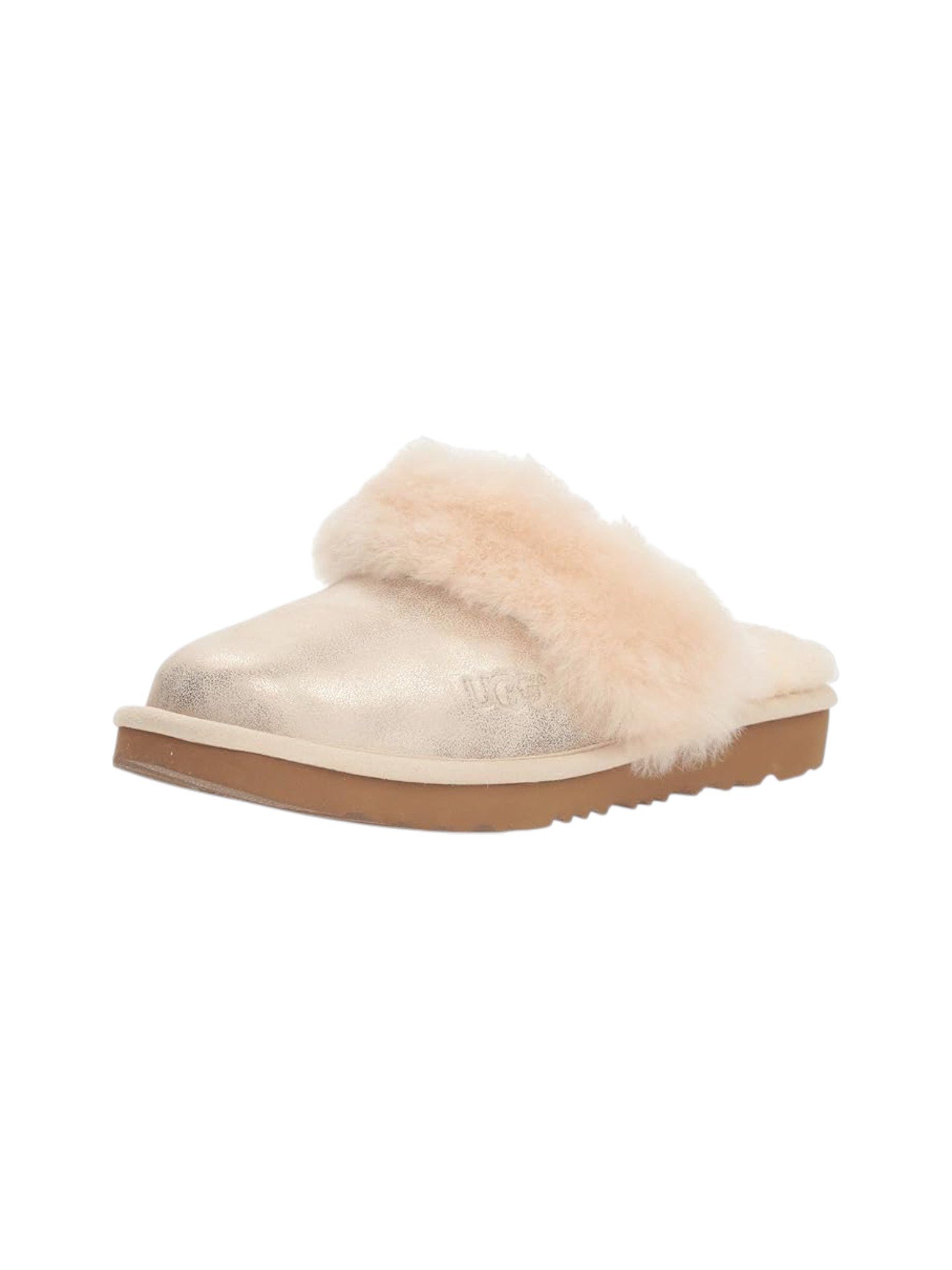 Beige slipper with fur lining on a white background. UGG, Monza Outlet, Monza Fashion, Shein Outlet