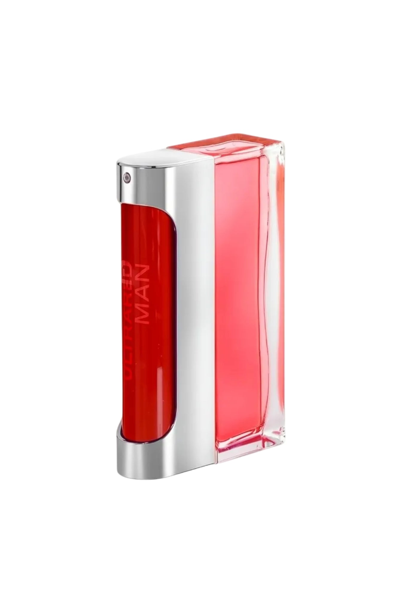 Red and silver cylindrical container with 'Man' branding on a white background