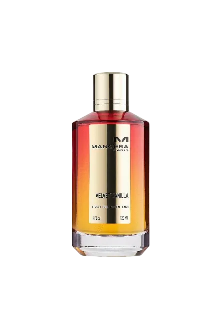 Perfume bottle with gold cap and label on a white background