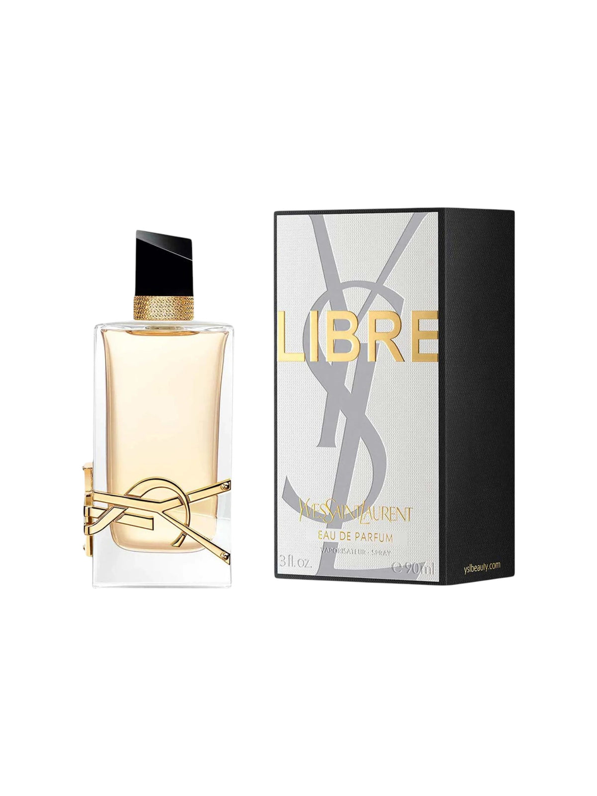 Yves Saint Laurent Libre perfume bottle and packaging on a white background. Yves Saint Laurent, Monza Outlet, Monza Fashion, Shein Outlet