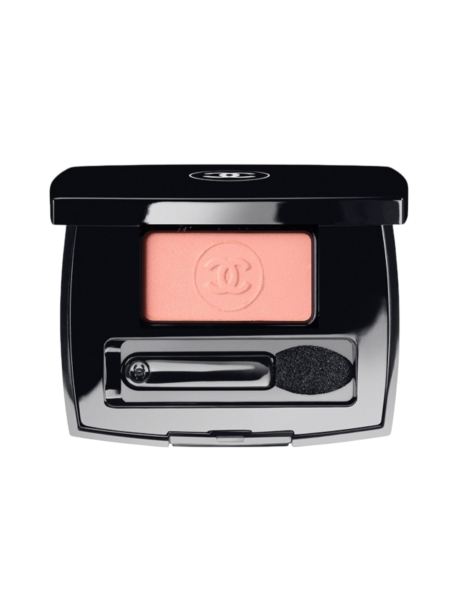 Chanel eyeshadow compact with pink shade on a white background. Chanel, Monza Outlet, Monza Fashion, Shein Outlet 