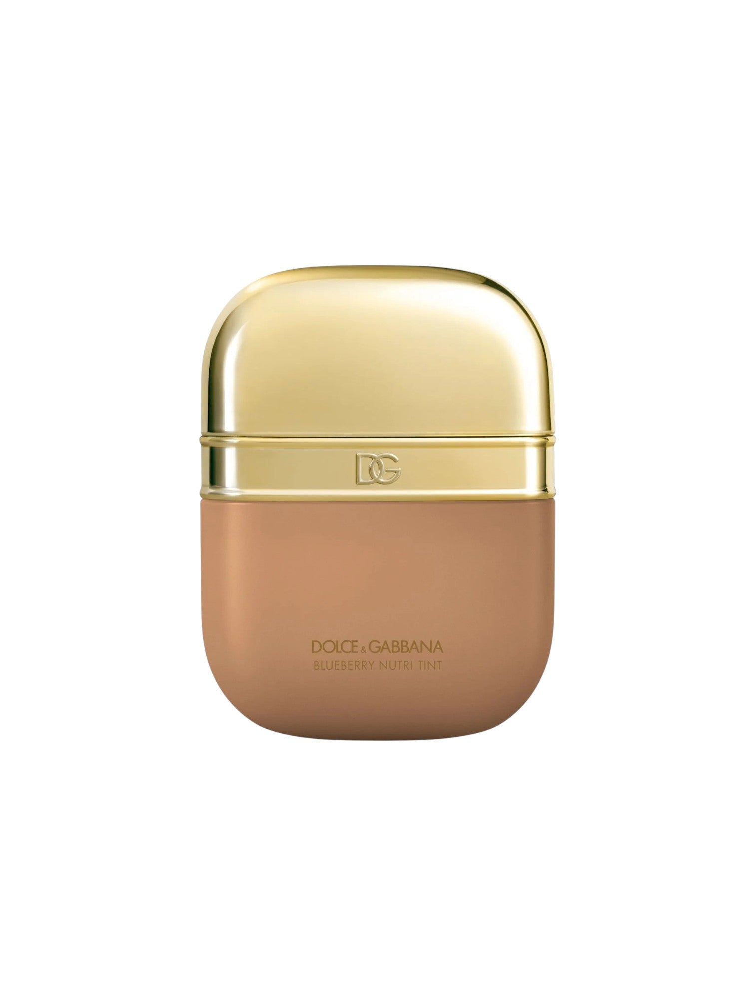Dolce & Gabbana Illuminated Nutritious perfume bottle with a metallic gold cap and a warm peachpink body, centered on a plain white background. Dolce & Gabbana, Monza Outlet, Monza Fashion, Shein Outlet