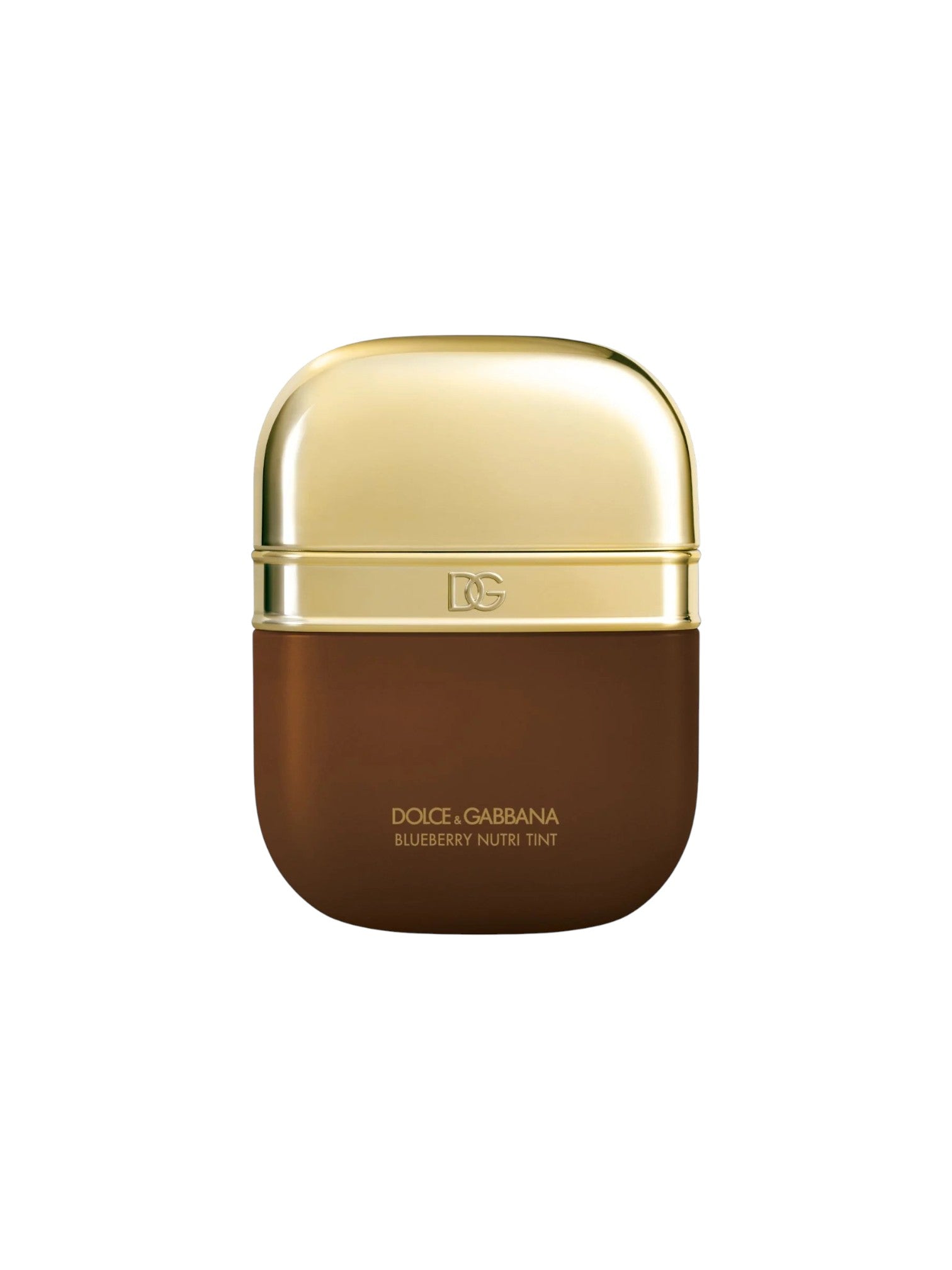 Dolce & Gabbana Rubiey Rose Tint perfume bottle with a glossy gold cap and a dark brown body, centered on a plain white background. Dolce & Gabbana, Monza Outlet, Monza Fashion, Shein Outlet