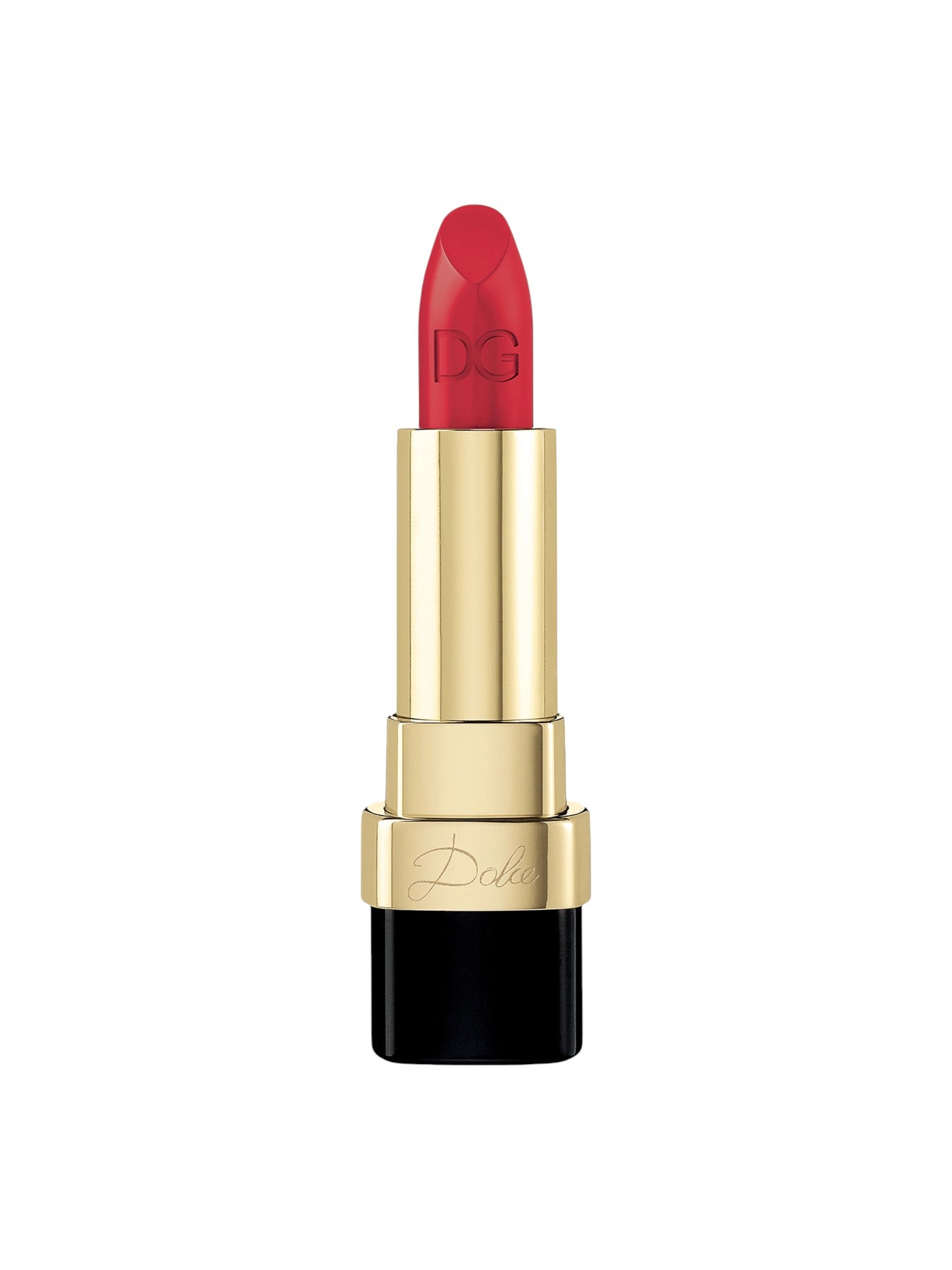Red lipstick with gold casing on a white background Dolce Gabbana Monza Outlet