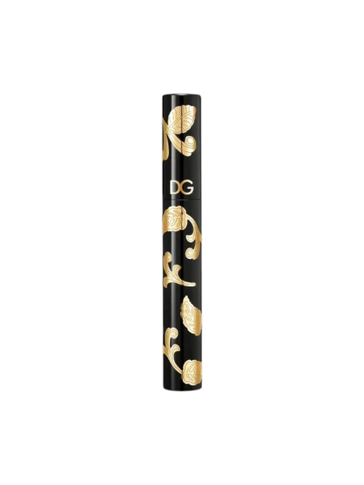 Black cylindrical product with gold floral designs and DG branding on a white background, DG, Dolce Gabbana, Monza Outlet, Monza Fashion, Shein Outlet