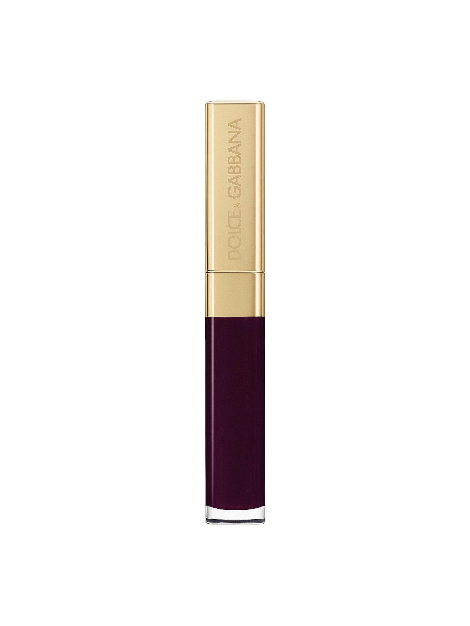 Lipstick with gold cap and dark purple body on a white background Dolce Gabbana Monza Outlet
