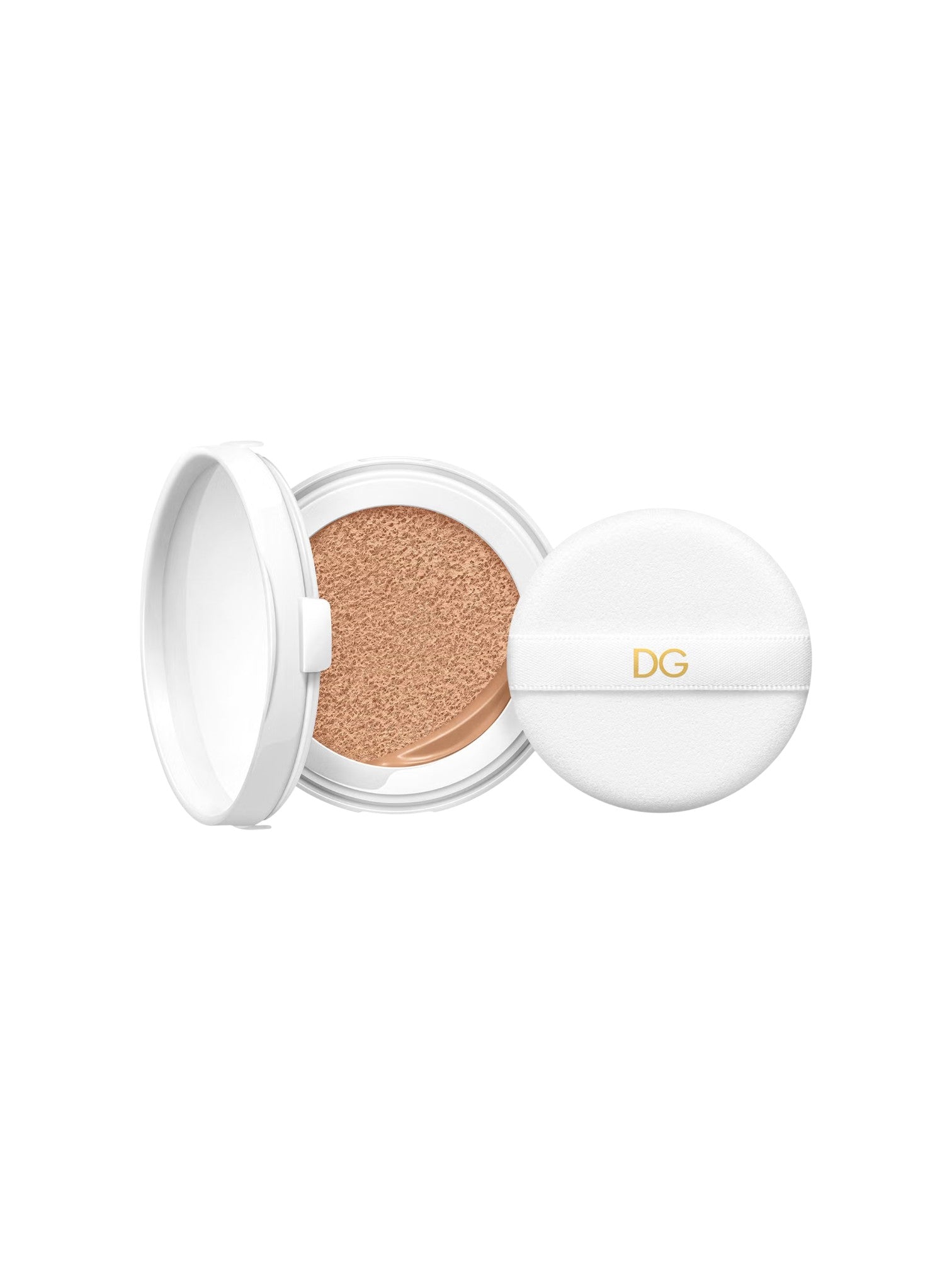 Makeup compact with beige powder and visible brand logo on a white background Dolce Gabbana Monza Outlet