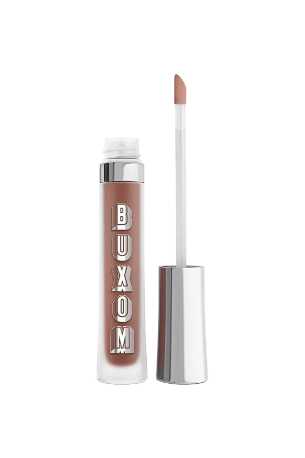 Lip gloss with applicator on a white background, featuring the Buxom brand. Monza Outlet