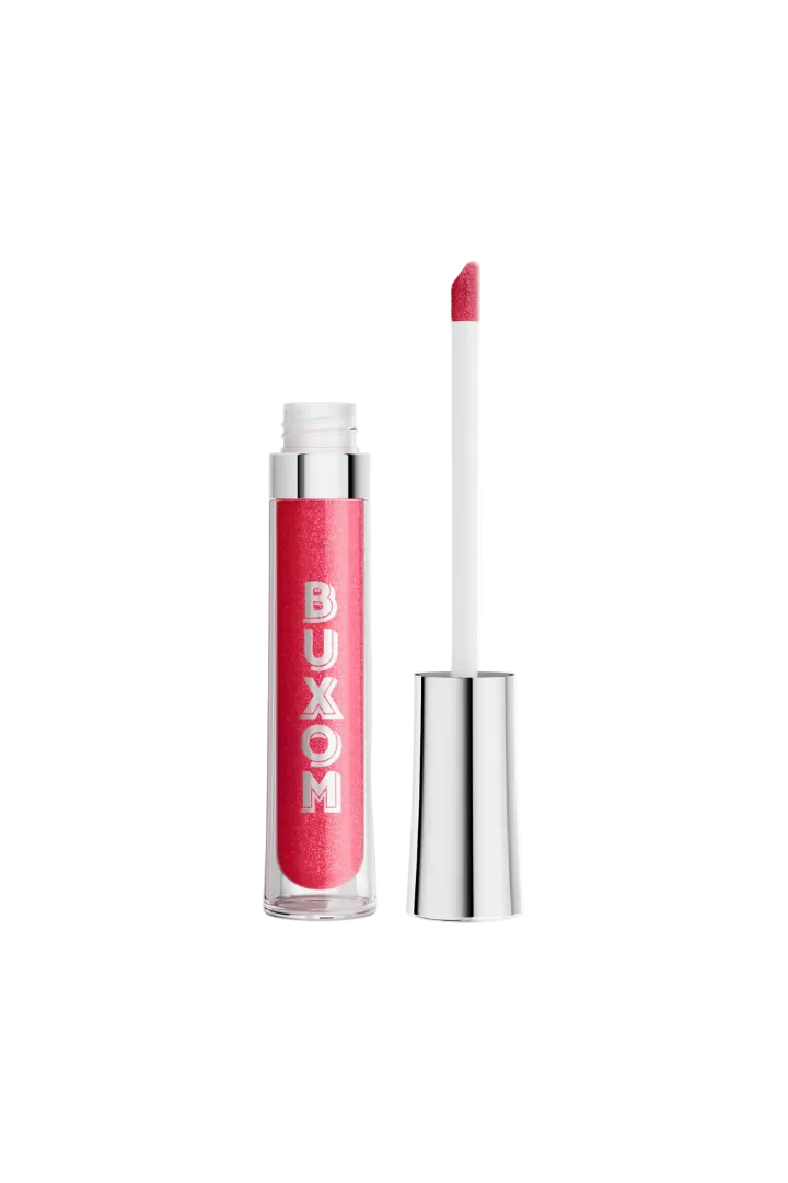 Lip gloss with applicator on a white background, featuring the brand Buxom. Monza Outlet