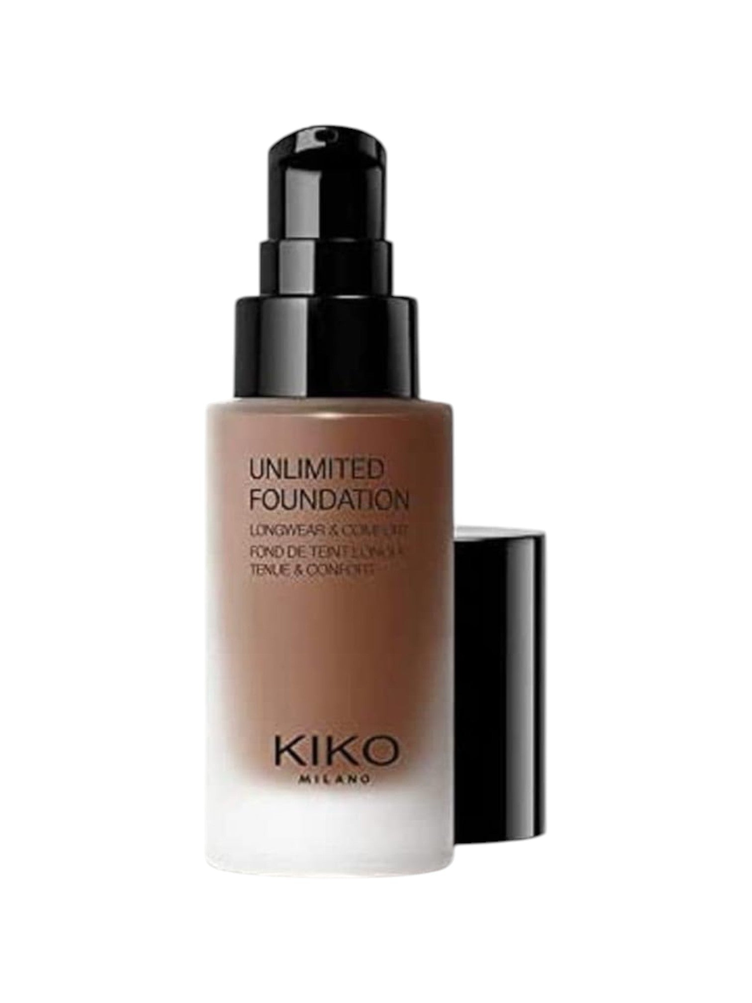 Kiko Milano Unlimited Foundation bottle on a white background. Kiko Milano, Monza Outlet, Monza Fashion, Shein Outlet