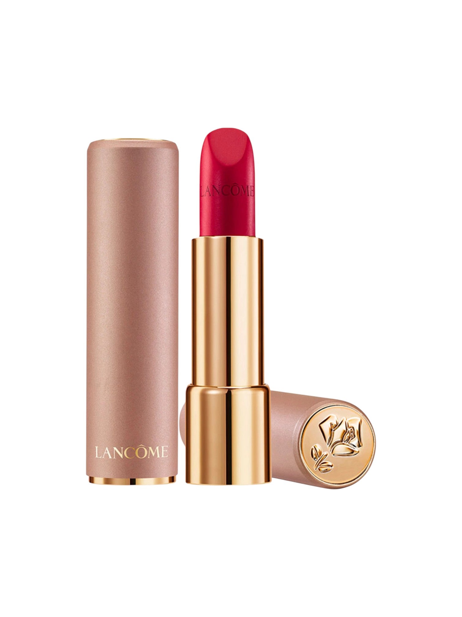 Lancème lipstick with open cap on a white background. lancome, Monza Outlet, Monza Fashion, Shein Outlet