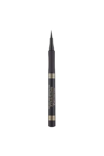 Black eyeliner pen with gold accents on a white background Max Factor Monza Outlet, Monza Fashion, Shein Outlet